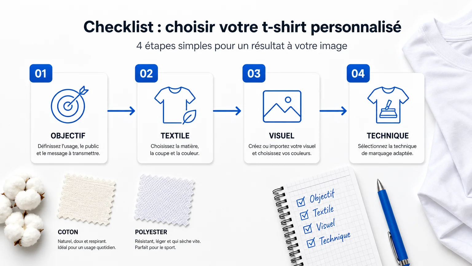Checklist visuelle pour choisir un t-shirt personnalisé