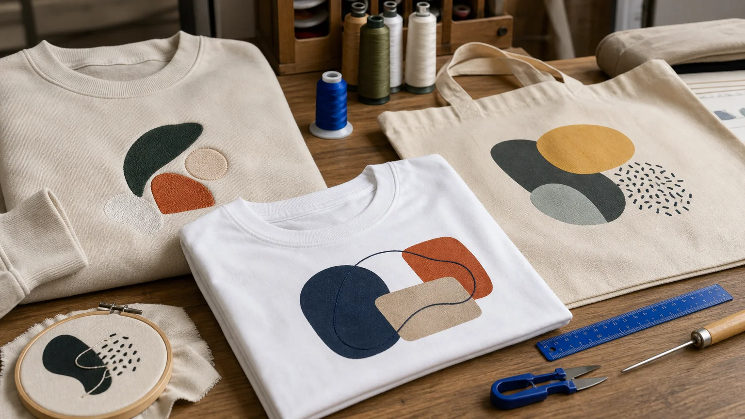 Gros plan sur plusieurs techniques de personnalisation textile pour une association