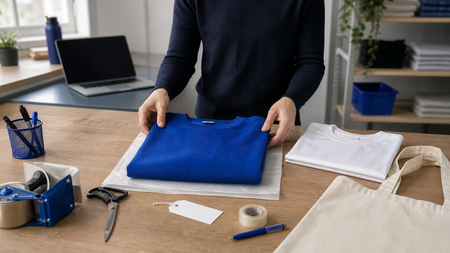 Préparation à la commande de textiles personnalisés dans un atelier