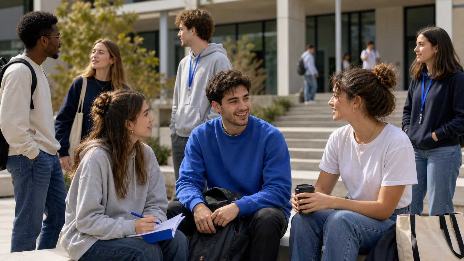 Étudiants portant des vêtements associés à leur campus